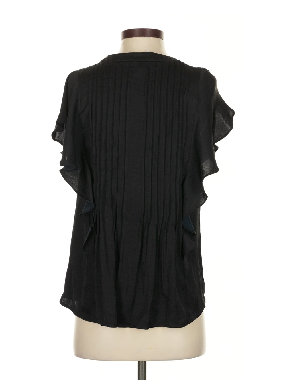 Anthropologie Black Ruffle Pintuck Blouse - Picture 4 of 13